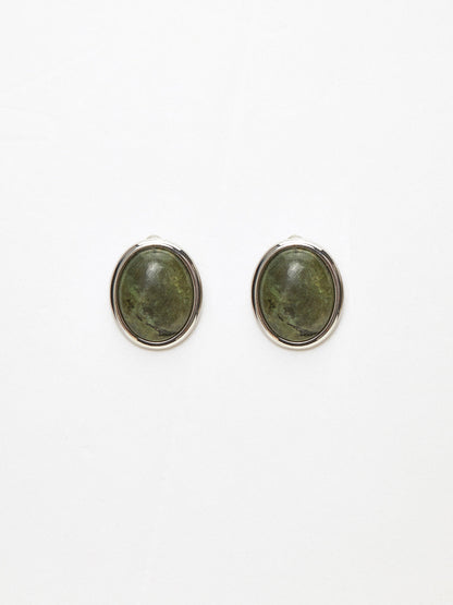 Moss Green Spectrolite Stud Earrings