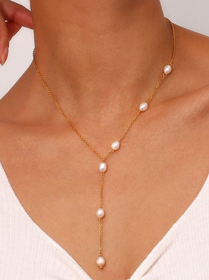 Y-Shape Pearl Pendant Necklace