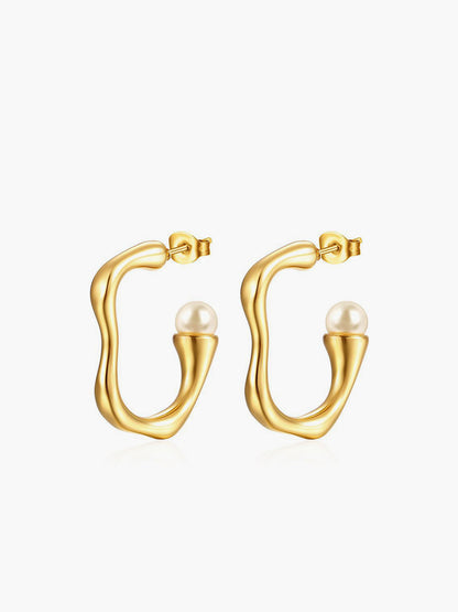 Irregular Pearl Hoop Earrings