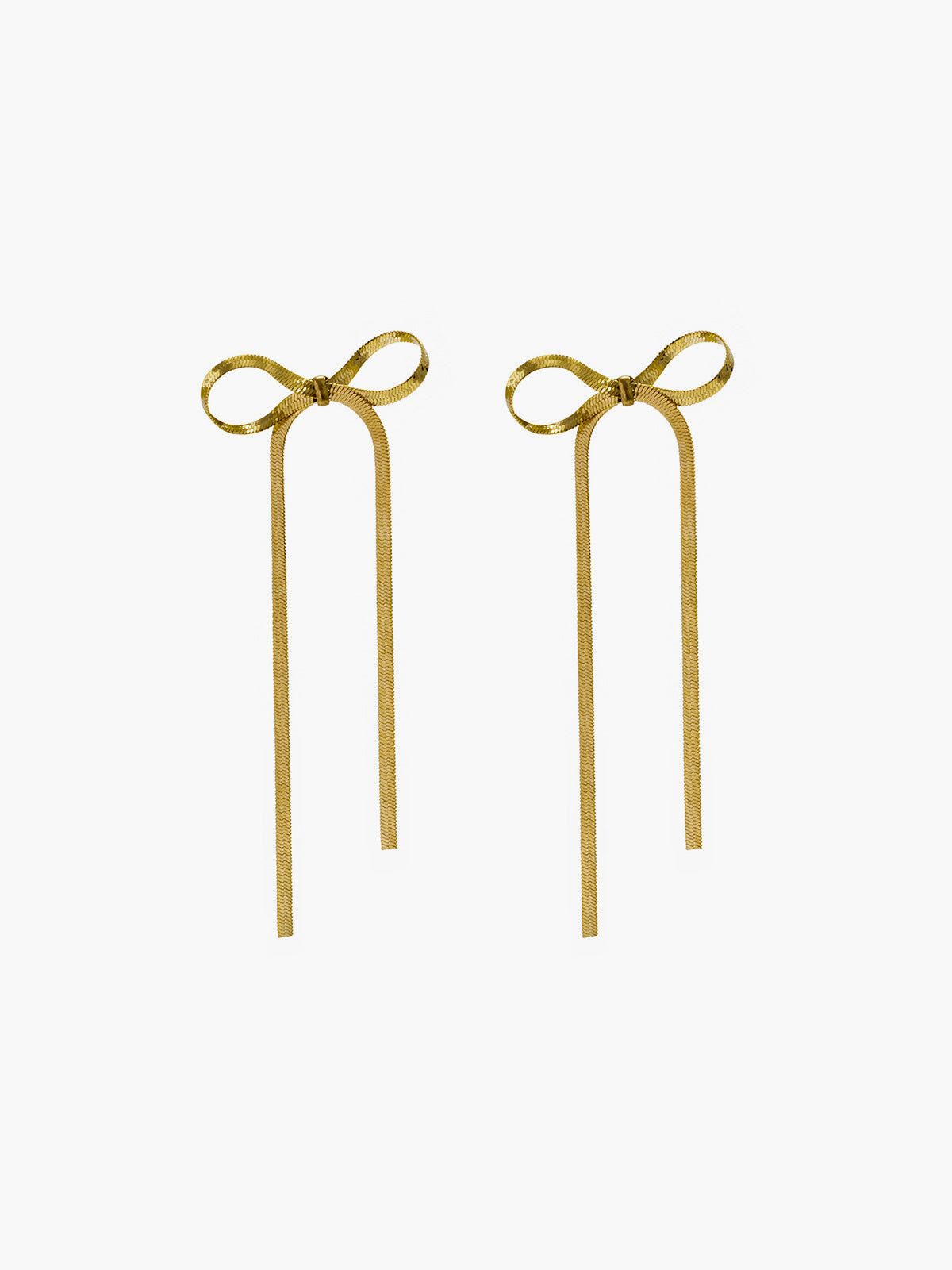 Metal Ribbon Bow Earrings