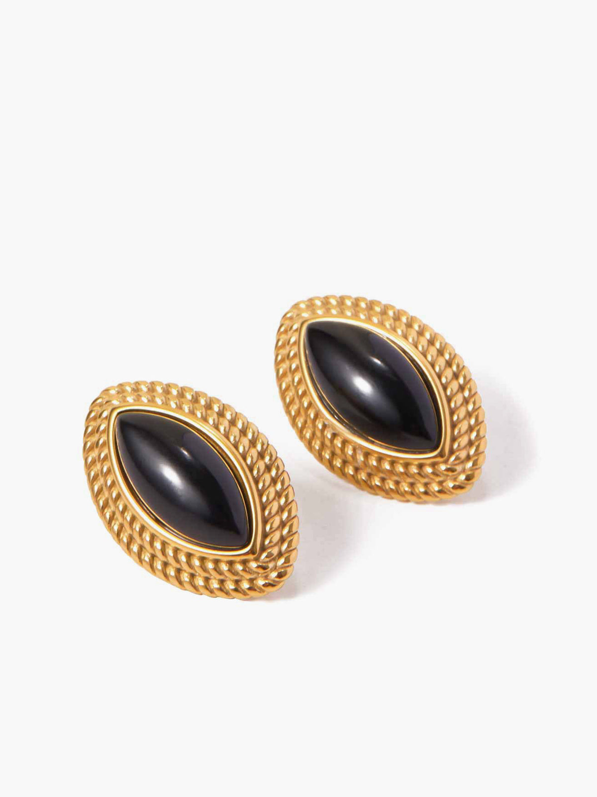 Golden Disc Black Onyx Earrings