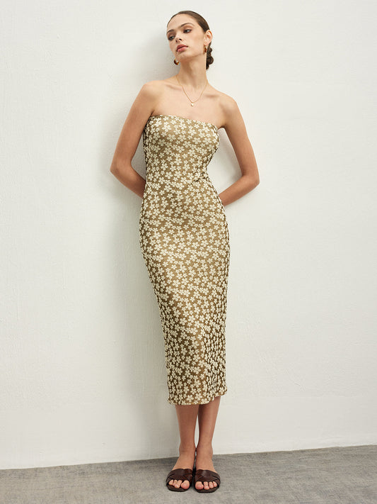 Mechanism Knitting Floral Tube Dress