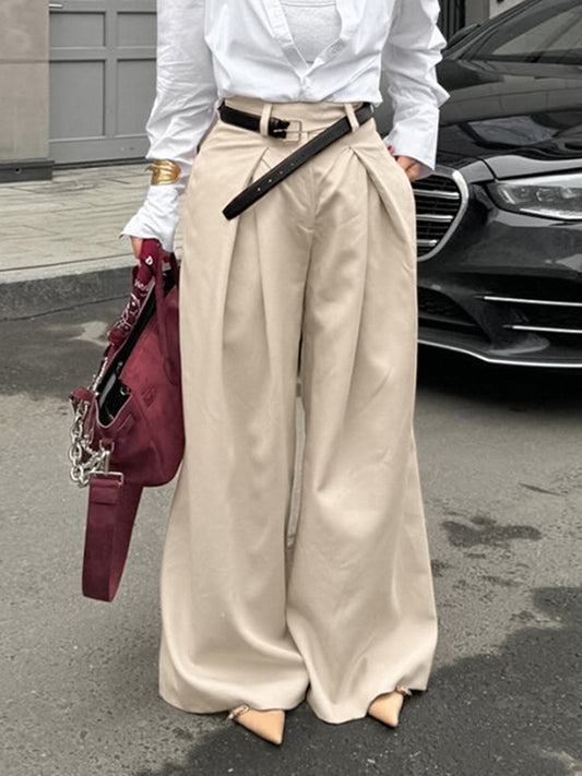 Pleated Draped Baggy Pants Without Belt