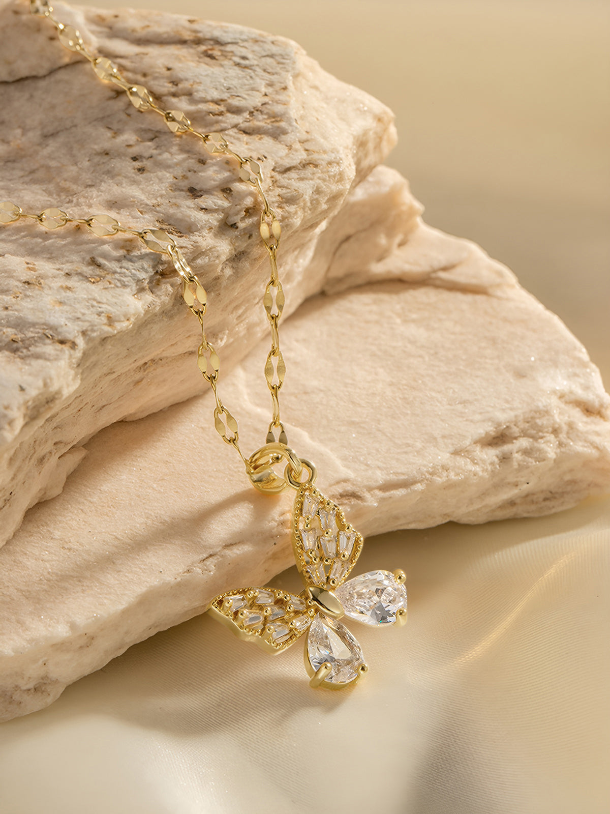 Golden Radiance Butterfly Necklace