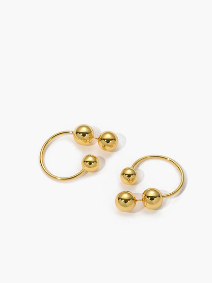 Golden Ball Stud Hoop Earrings