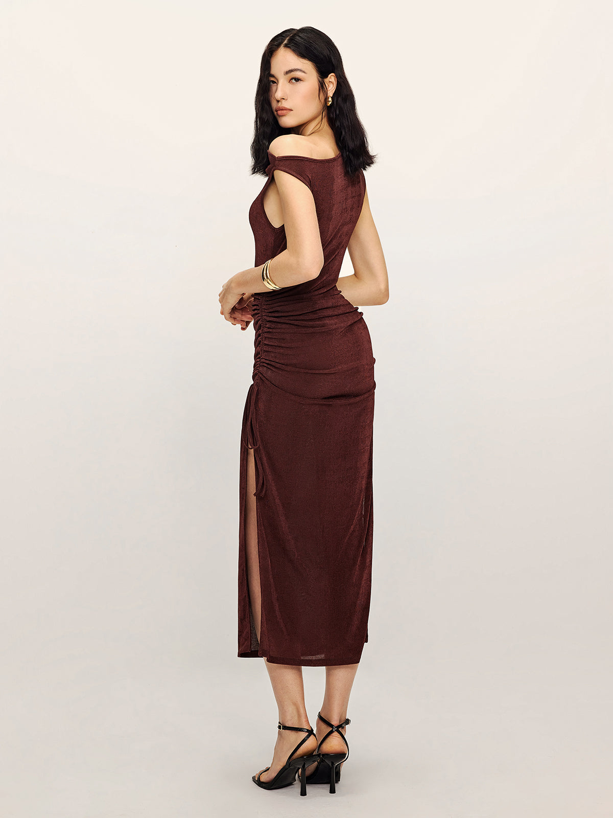 Drawstring Split Tank Midi Dress