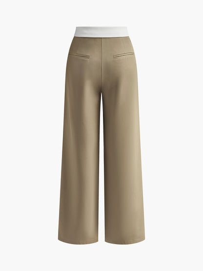 Contrast Binding Wide-Leg Pants