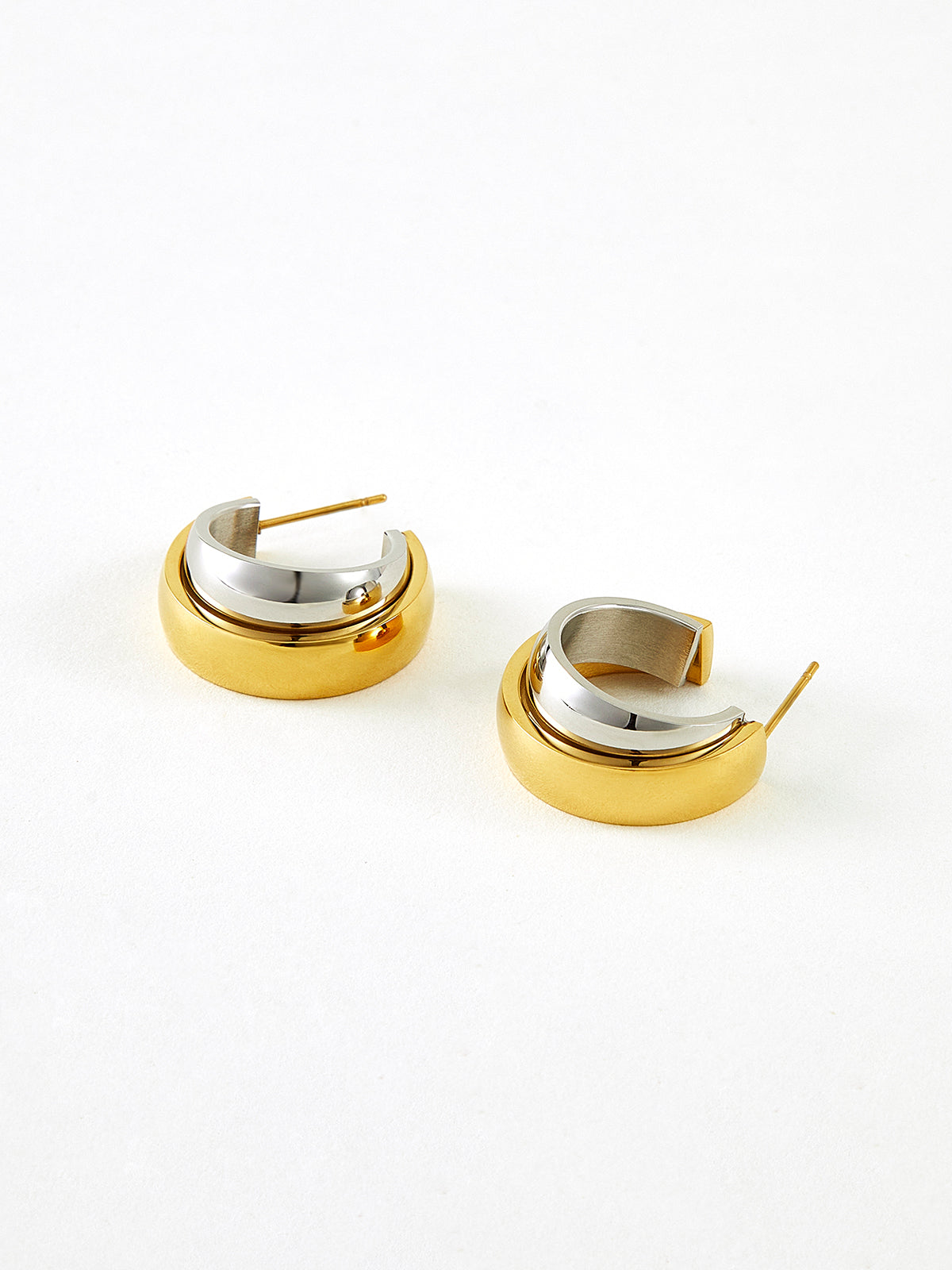 Two Tone Tunnel Hoop Earrings