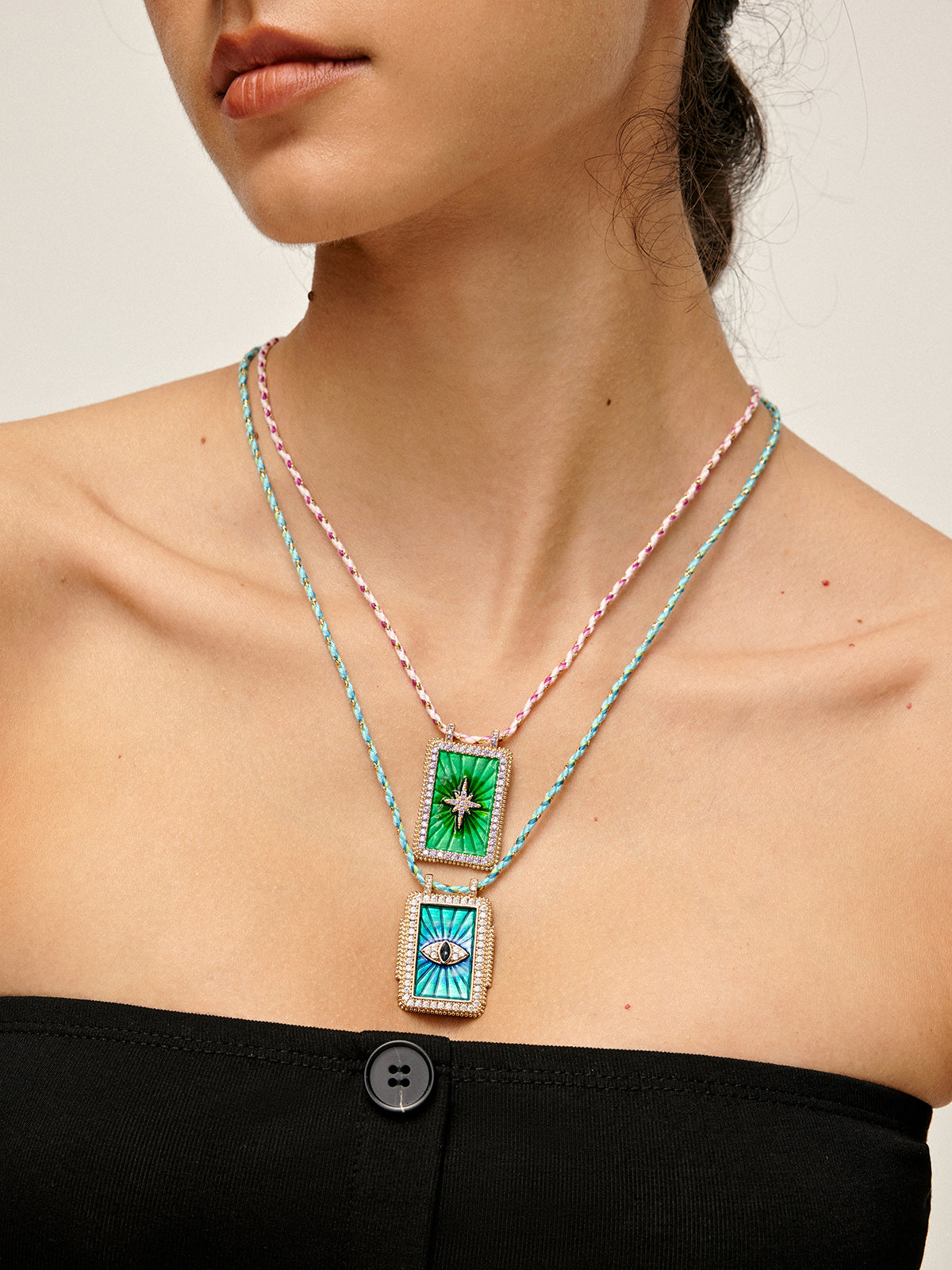 Boheme Green Bless Charm Necklace