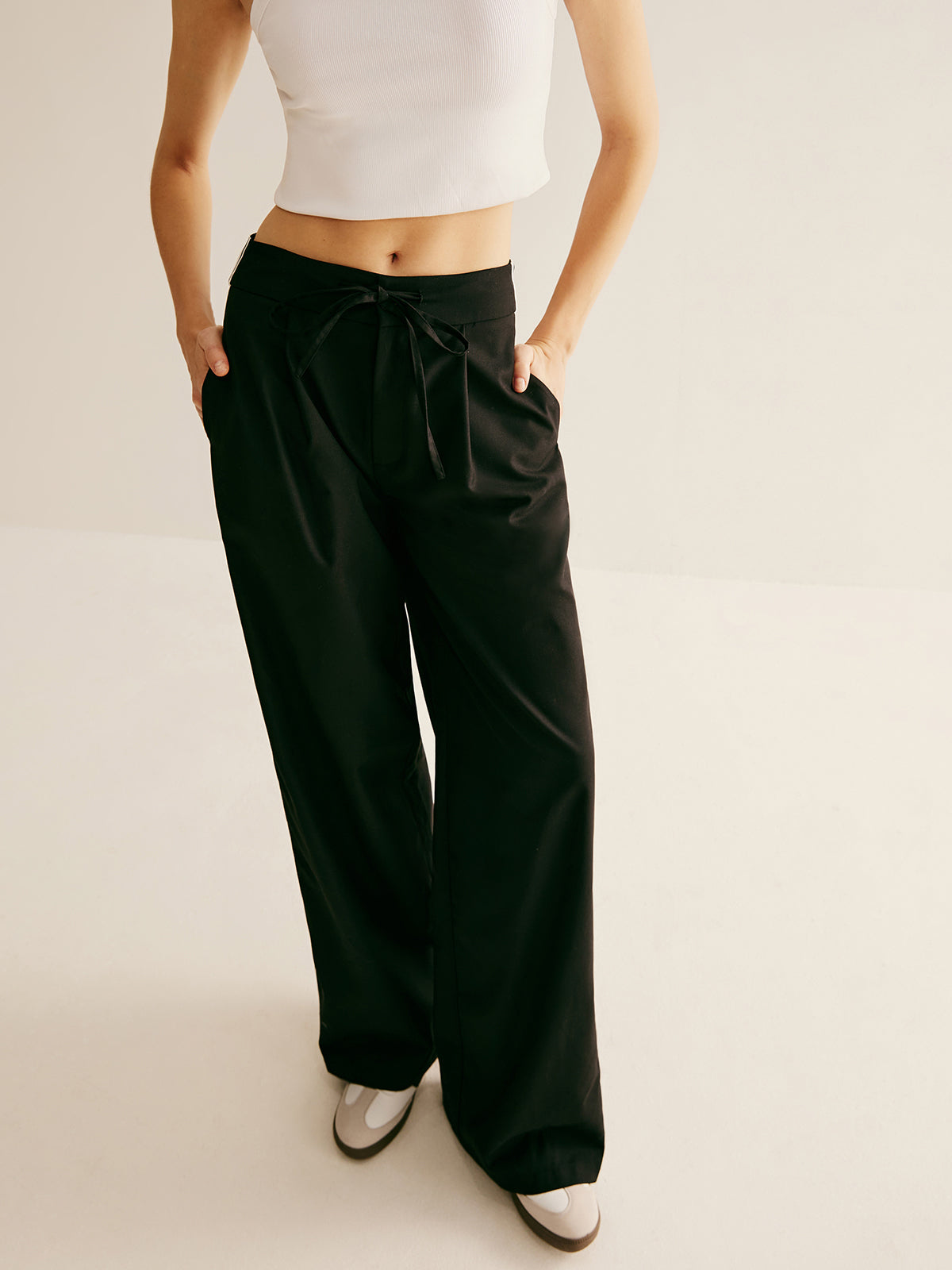 Patchwork High Waist Drawstring Pants