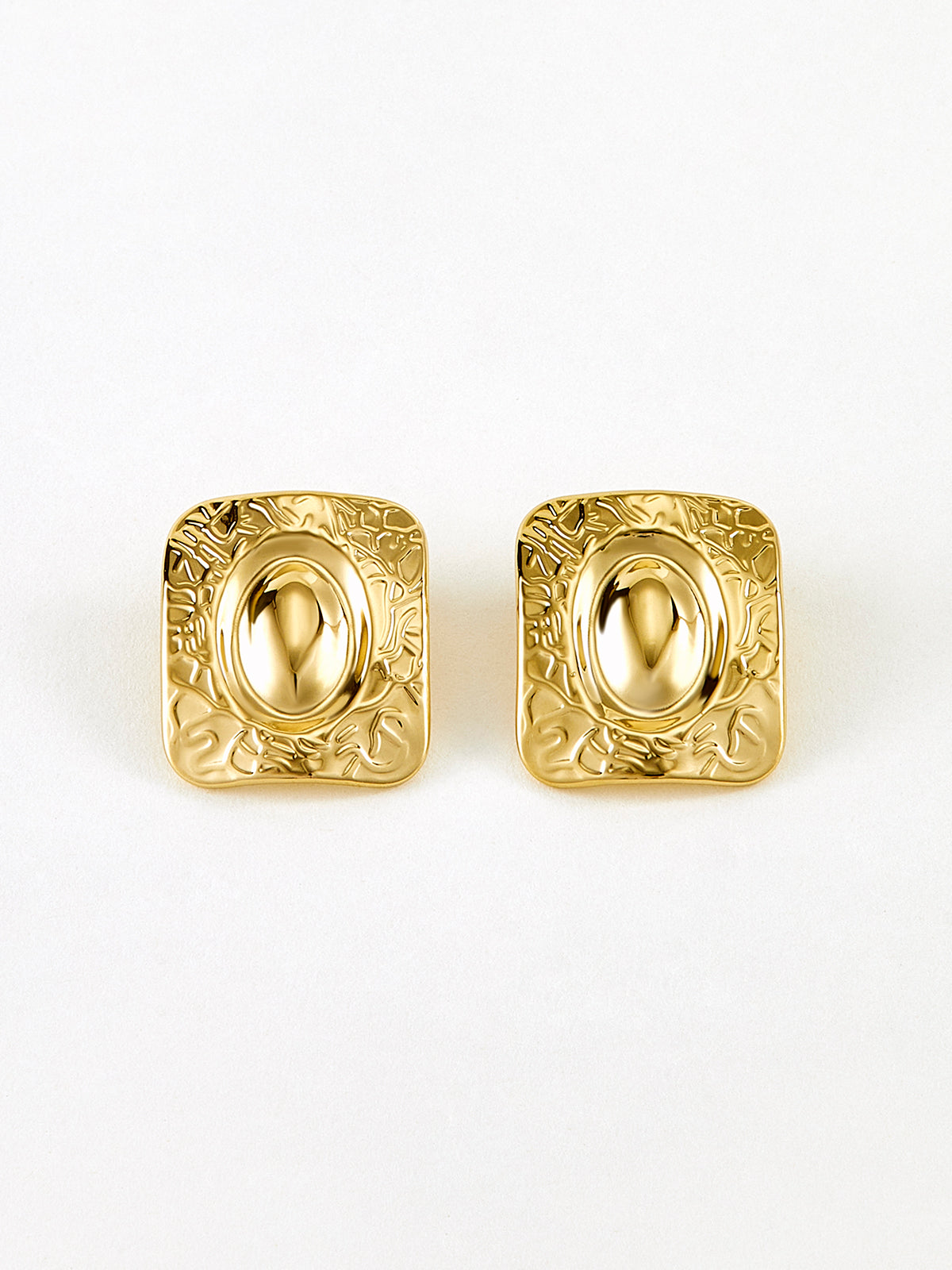 Square Texture Stud Earrings