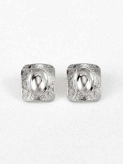 Square Texture Stud Earrings