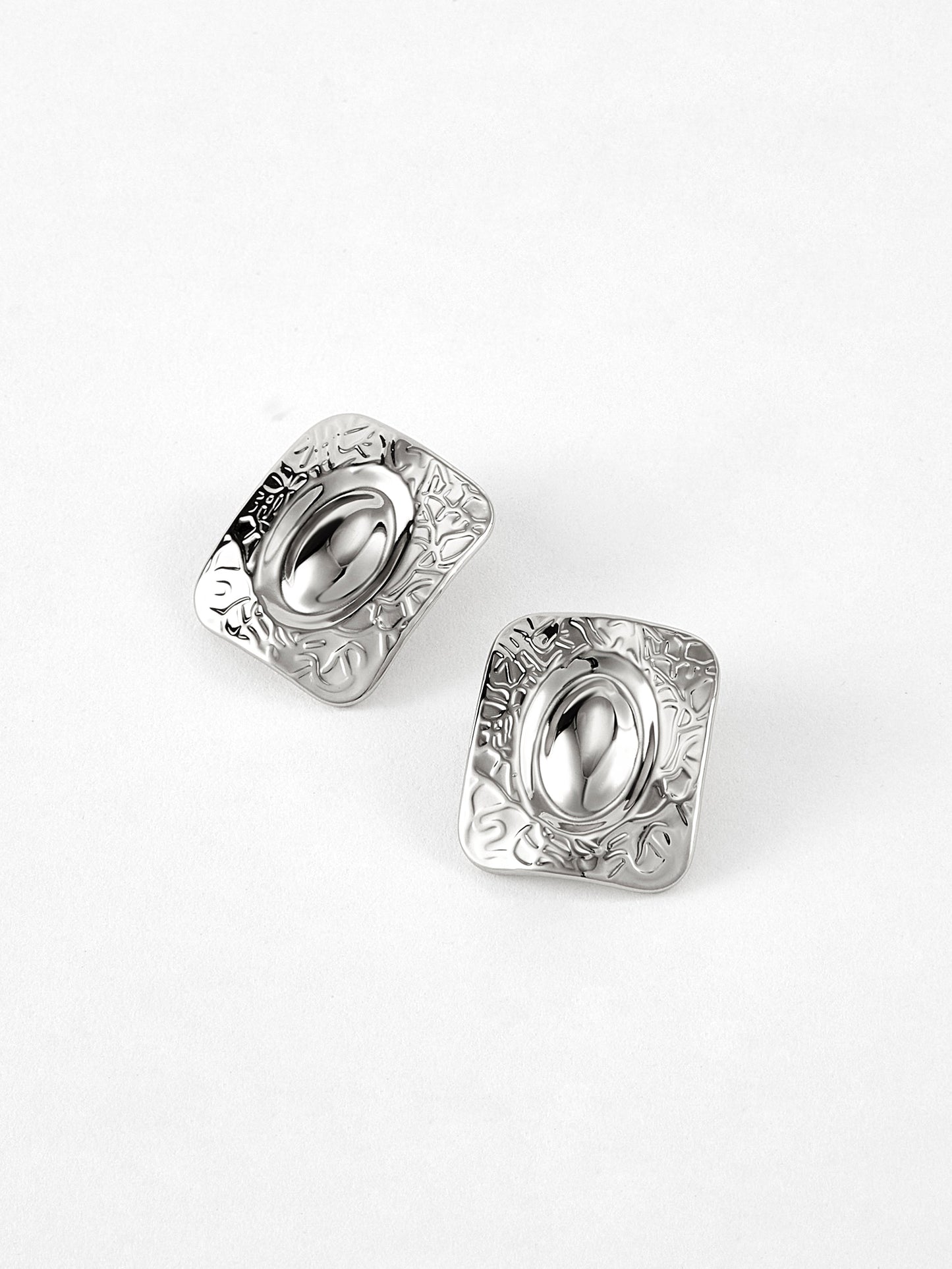 Square Texture Stud Earrings