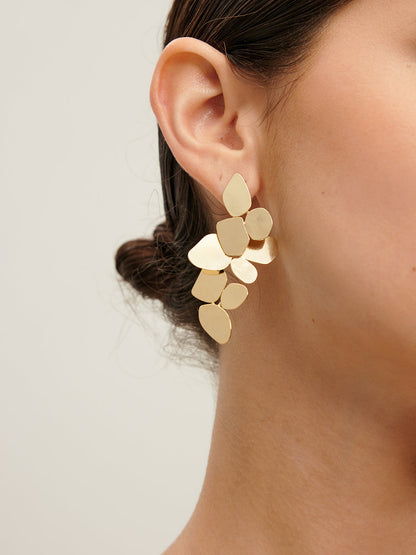 Leaves Panel Stud Drop Earrings