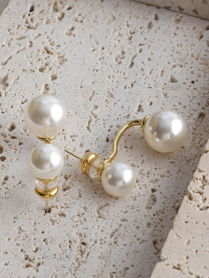 Elegant Double Pearl Stud Earrings