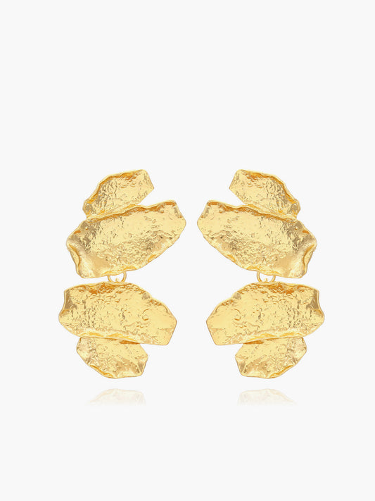 Irregular Golden Leaves Drop Earrings