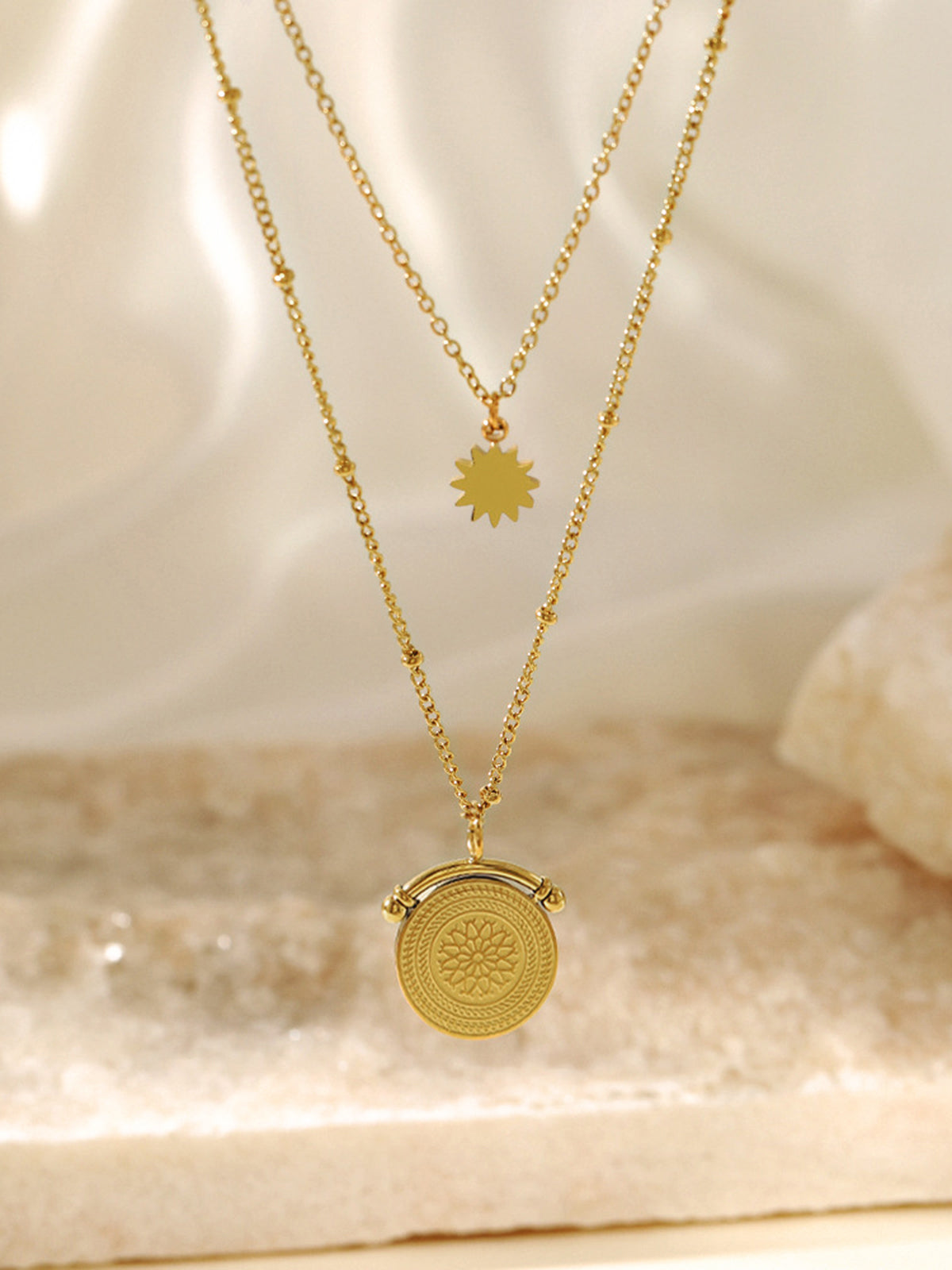 Mandala Double Layer Pendant Necklace