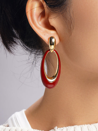 Oil Drop Oval Hoop Earrings