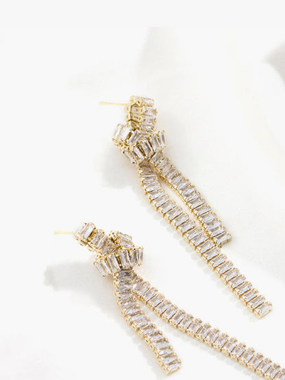 Zircon Creative Knotted Tassel Earrings