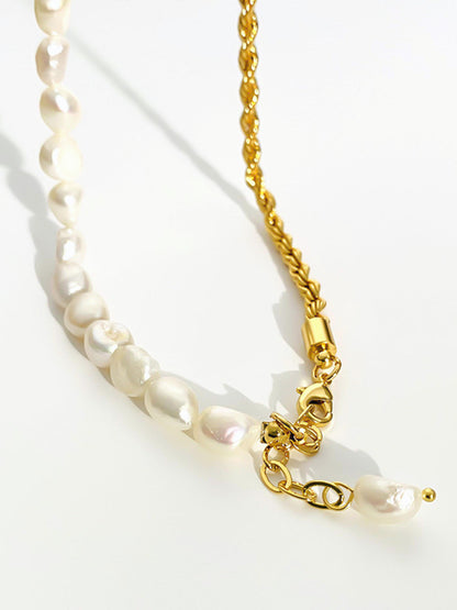 Twist Pearl Beaded Panel Necklace