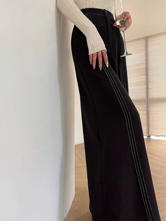 Contrast Bars Wide-Leg Flare Pants