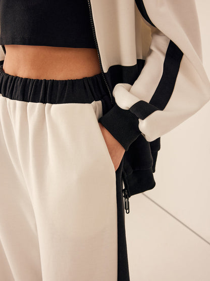 Two Tone Elastic Waist Sweatpants