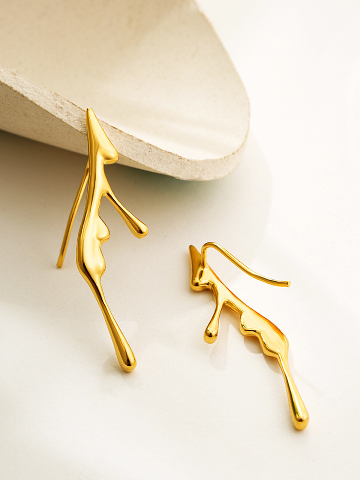 Left Golden Lava Drop Ear Cuff