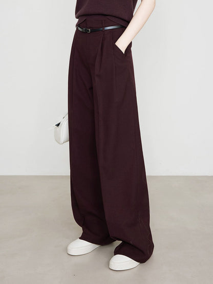 Utility High-Waist Pleated Pants Without Belt