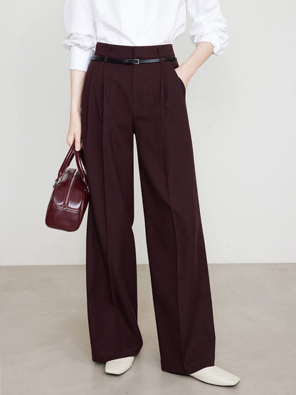 Utility High-Waist Pleated Pants Without Belt