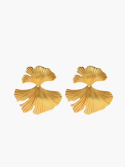 Ginkgo Leaf Ripple Earrings