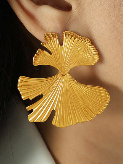 Ginkgo Leaf Ripple Earrings