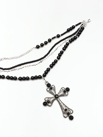 Halloween Stacking Rhinestone Cross Charm Necklace