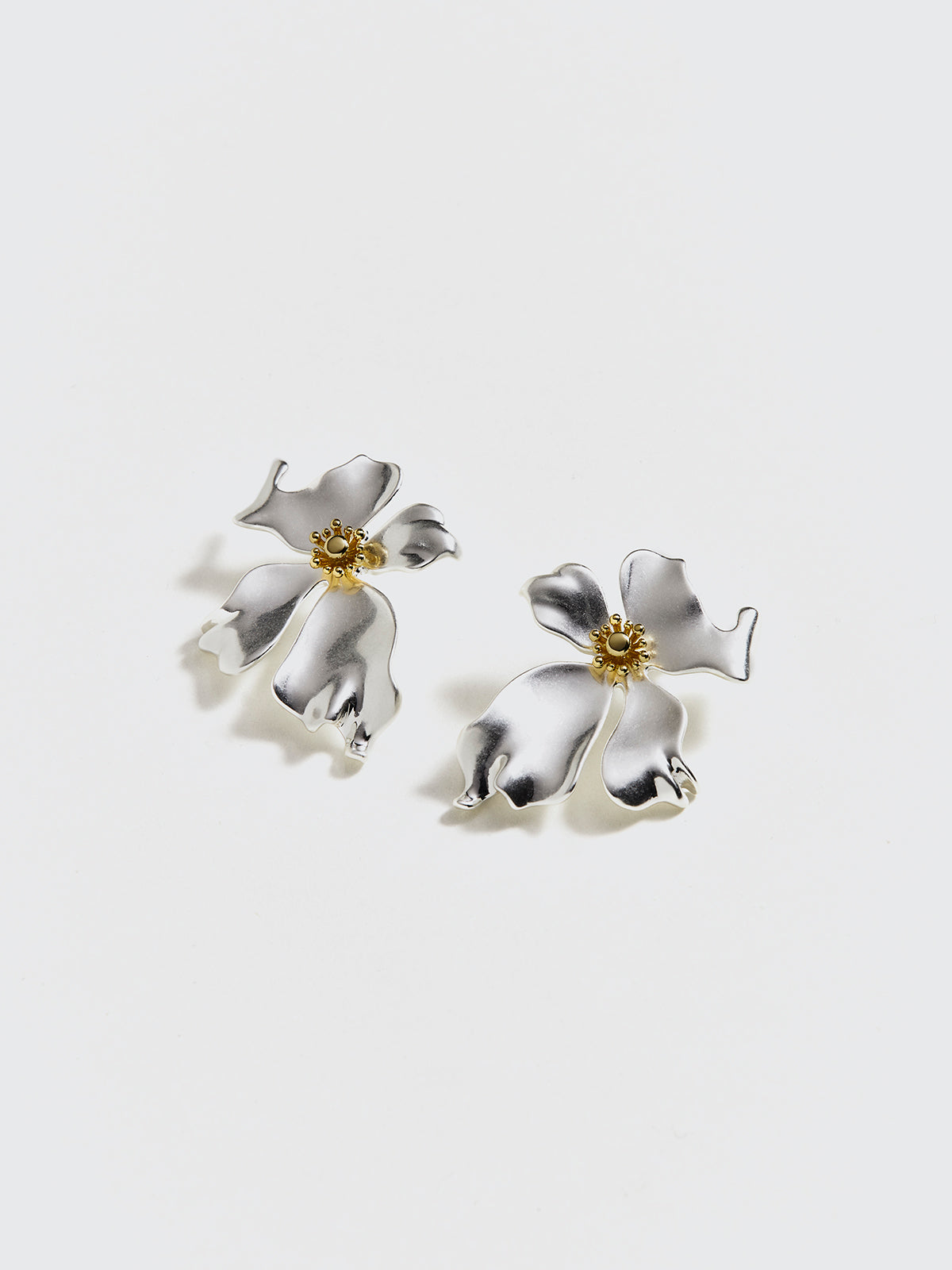 Irregular Metal Petal Stud Earrings