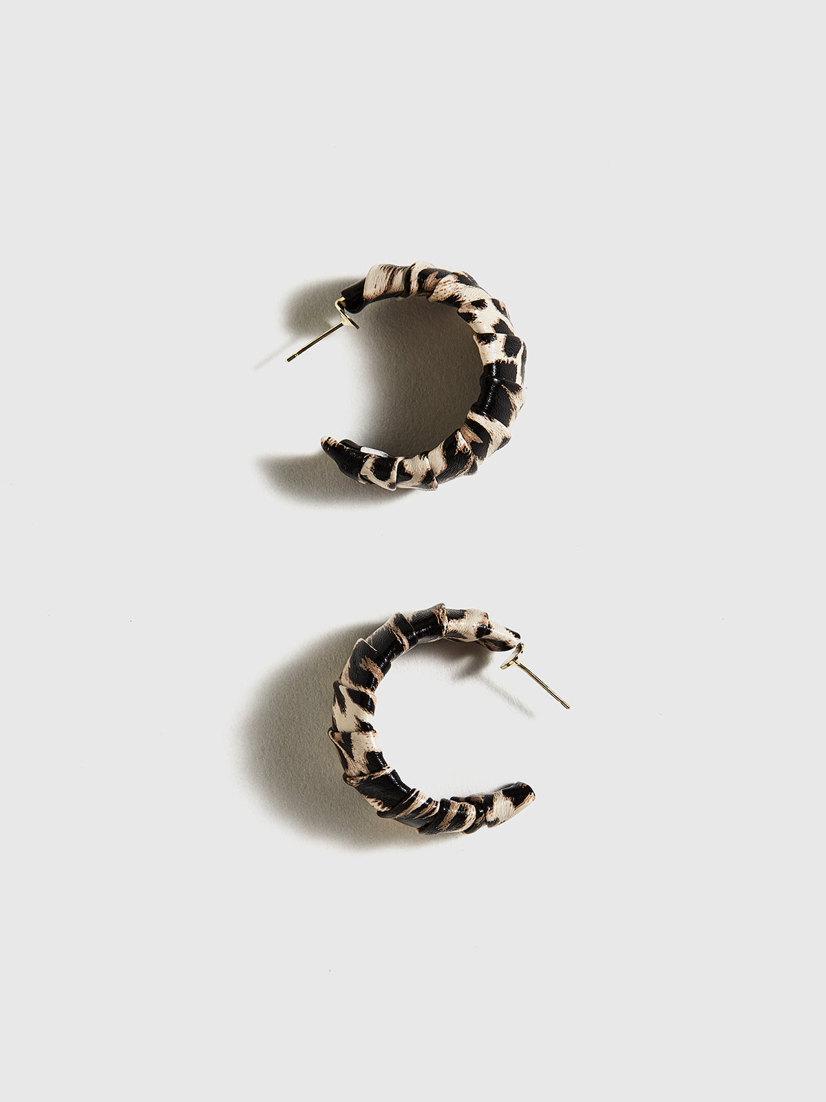 Leopard Printed C-Shape Stud Hoop Earrings