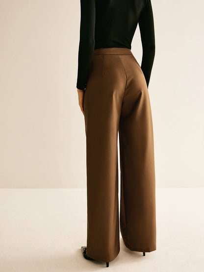 Asymmetrical Mid-Waist Straight Pants