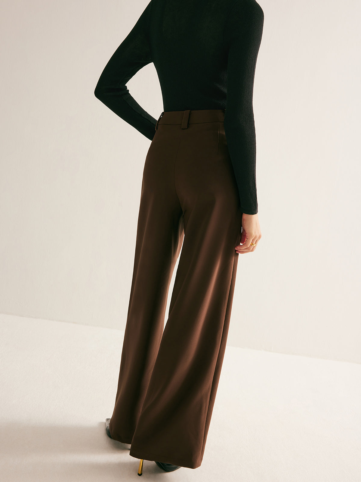 Casual Pleated Mid Waist Pants