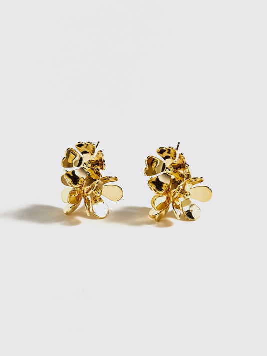 Retro Metal Flower Stud Earrings