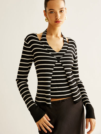 Ribbed Contrast Striped Sweater Co-ords