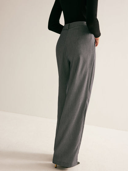 High-Waist Pleated Thin Pants