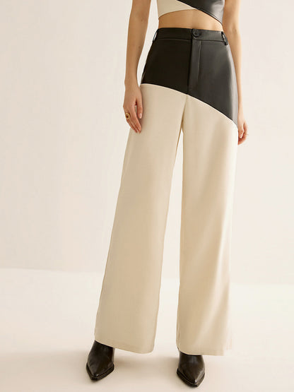 Color Block Faux Leather Pants