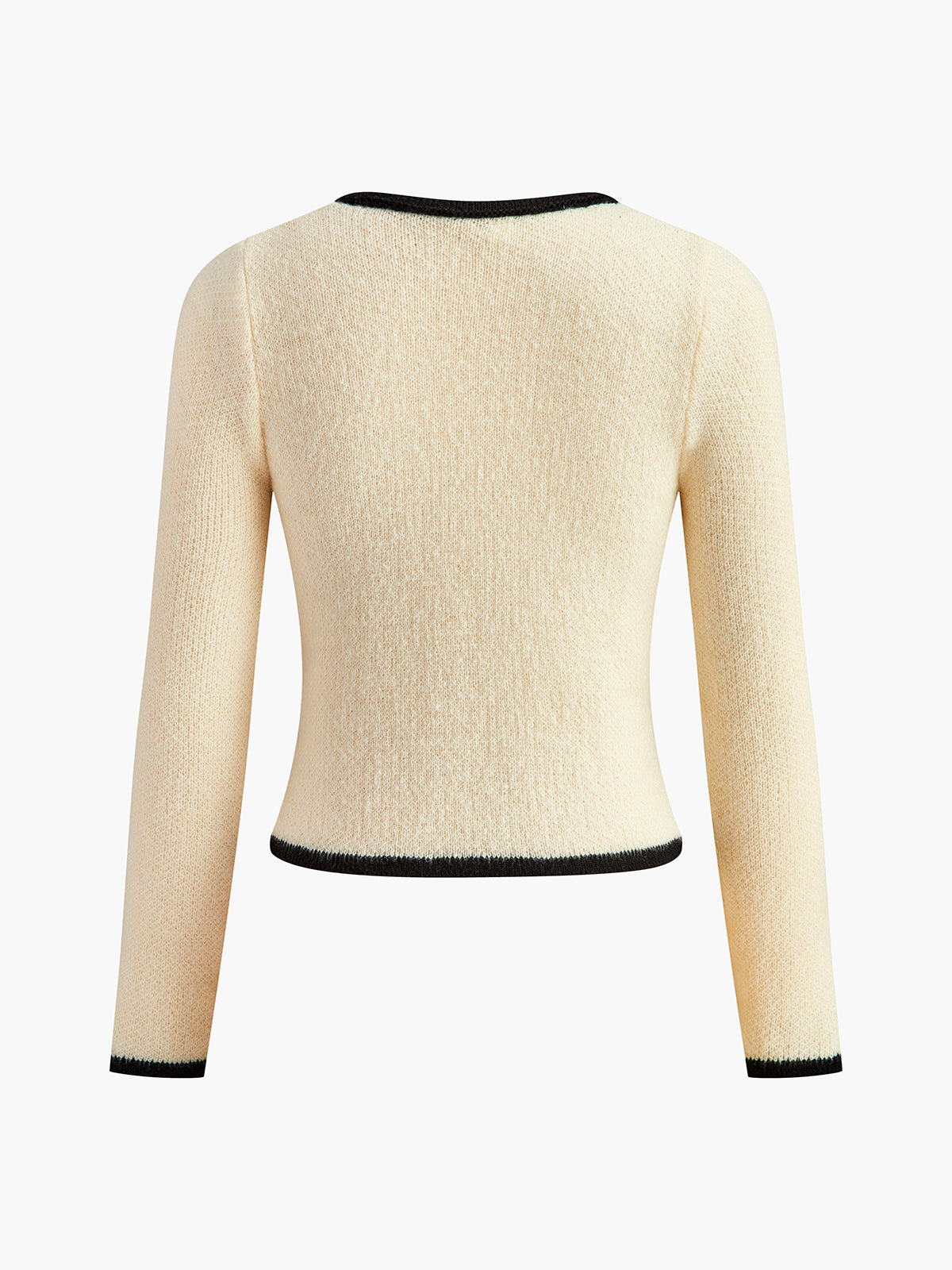 Contrast Trim Slim Tie Knit Top