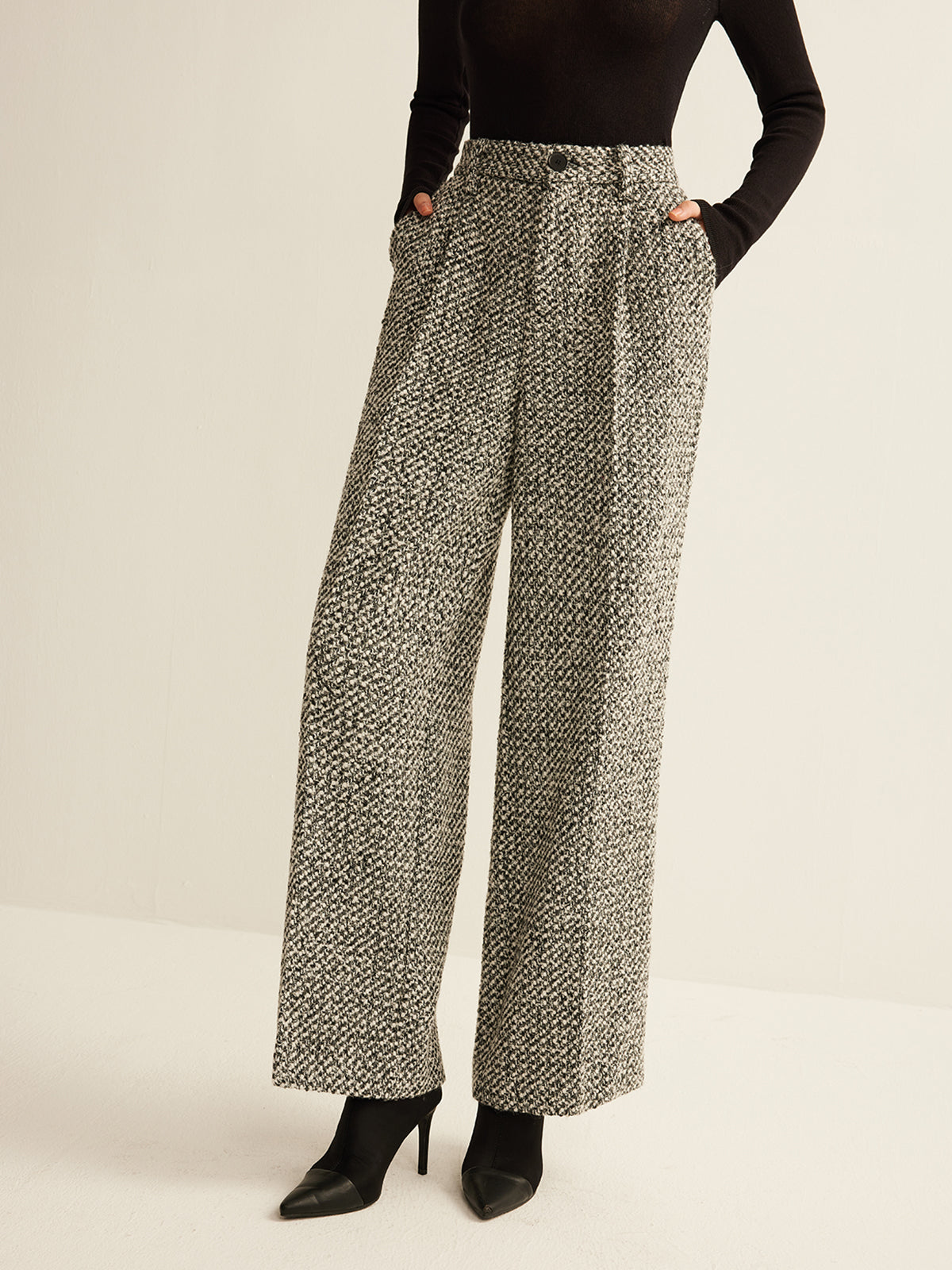 Wool-Blend Tweed Pants