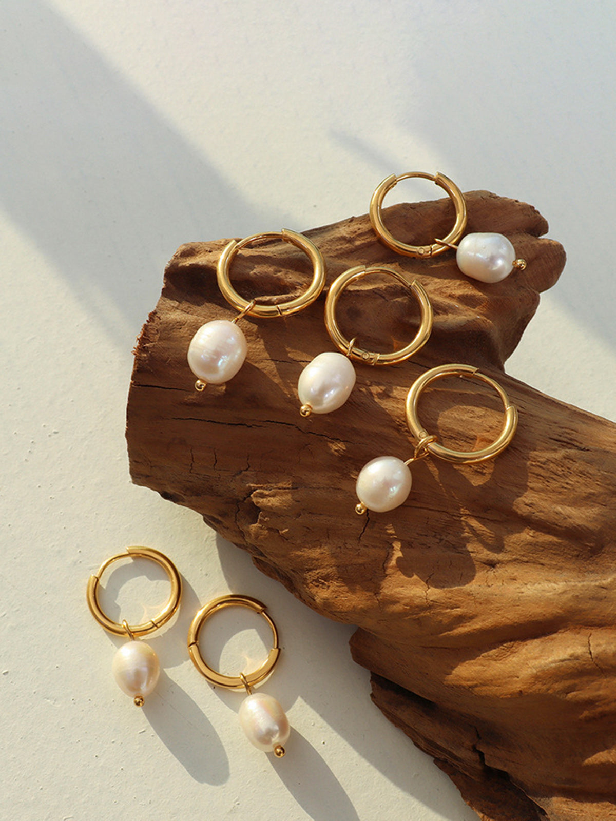 Hoop-Ring Pearl Drop Earrings