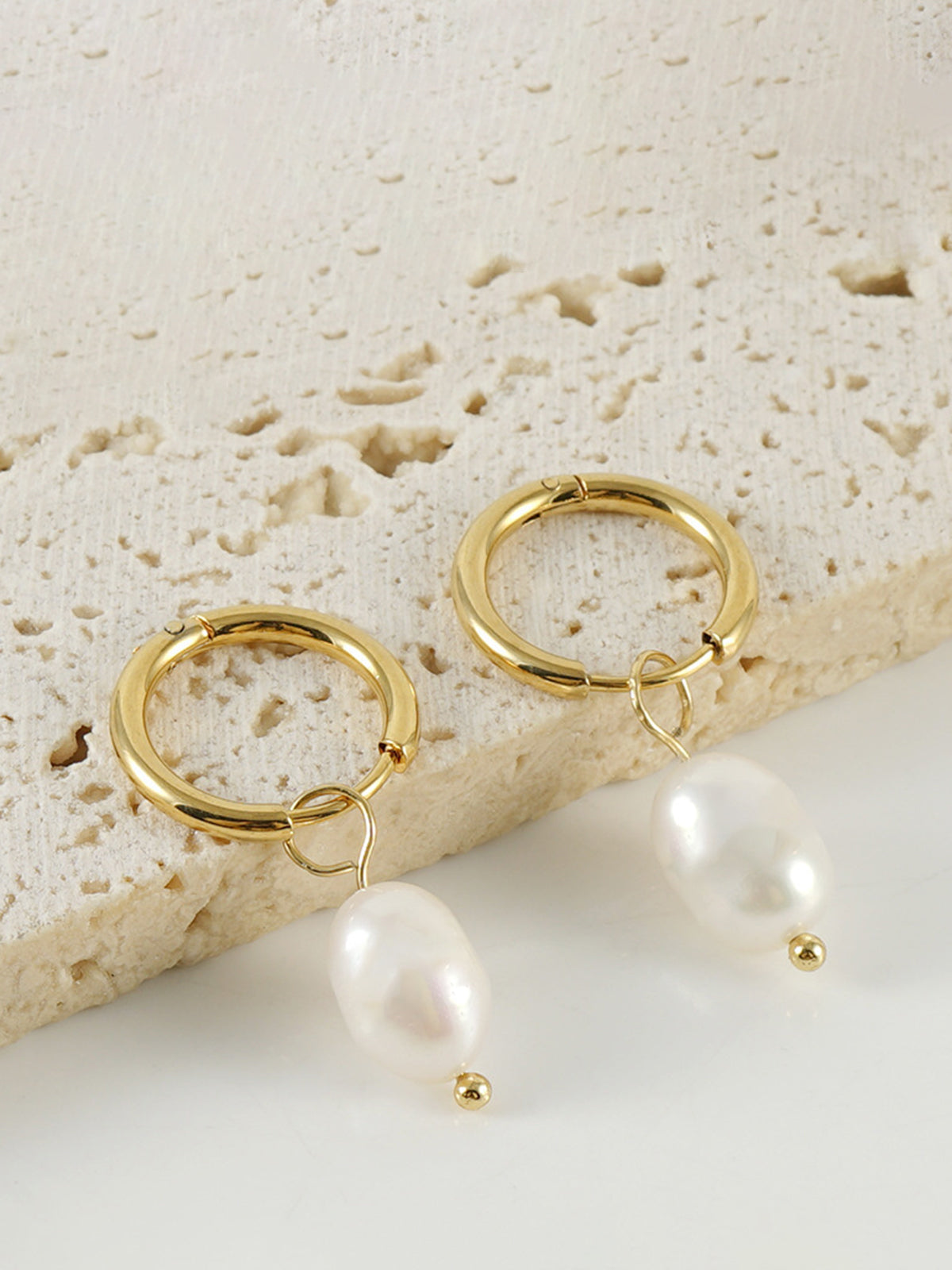 Hoop-Ring Pearl Drop Earrings