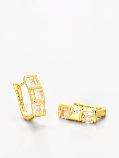 Elegant Square Zircon Hoop Earrings