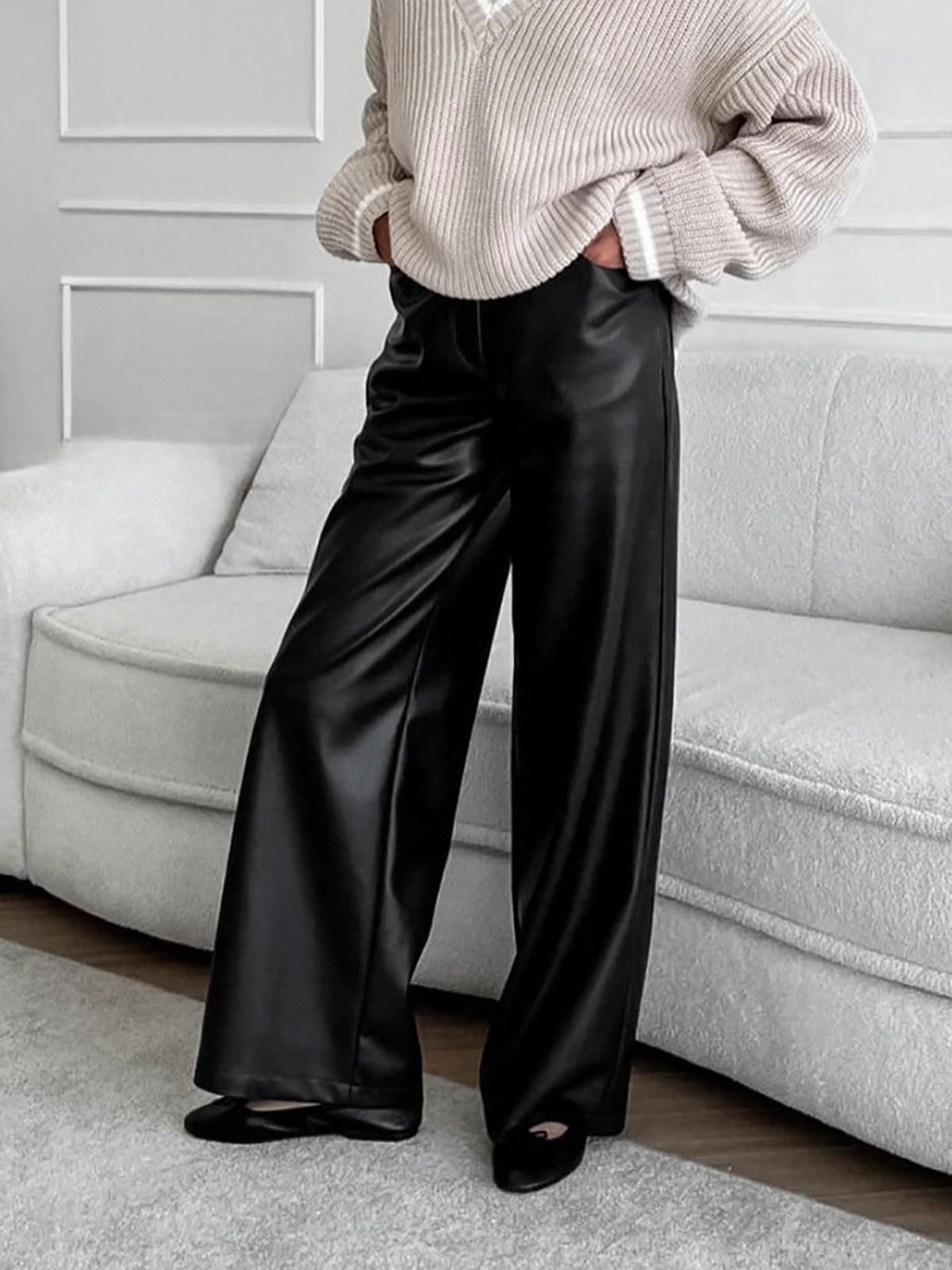 Versatile Faux Leather Pants