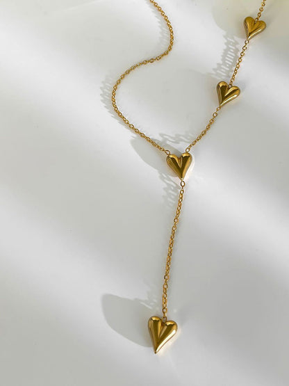 Golden Heart Tassel Necklace