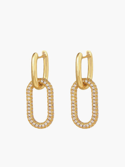 Zircon Hoop Pendant Earrings