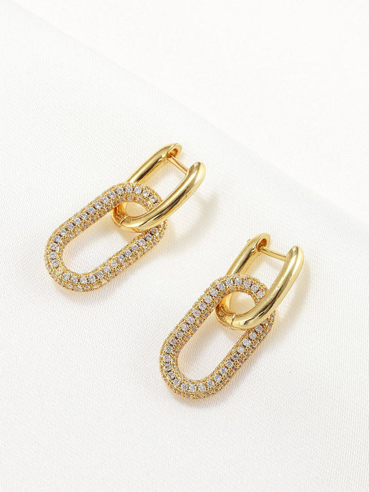 Zircon Hoop Pendant Earrings