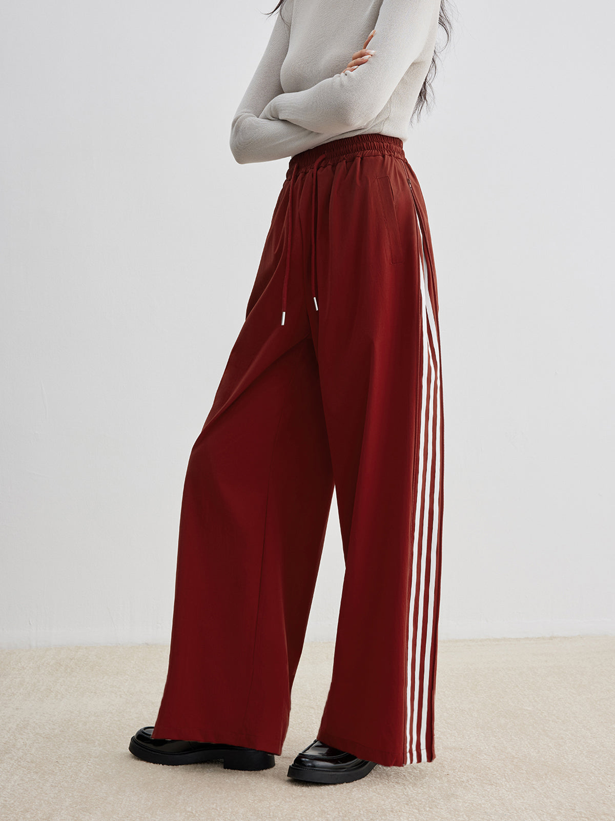 Athleisure Side Pinstripe Drawstring Pants